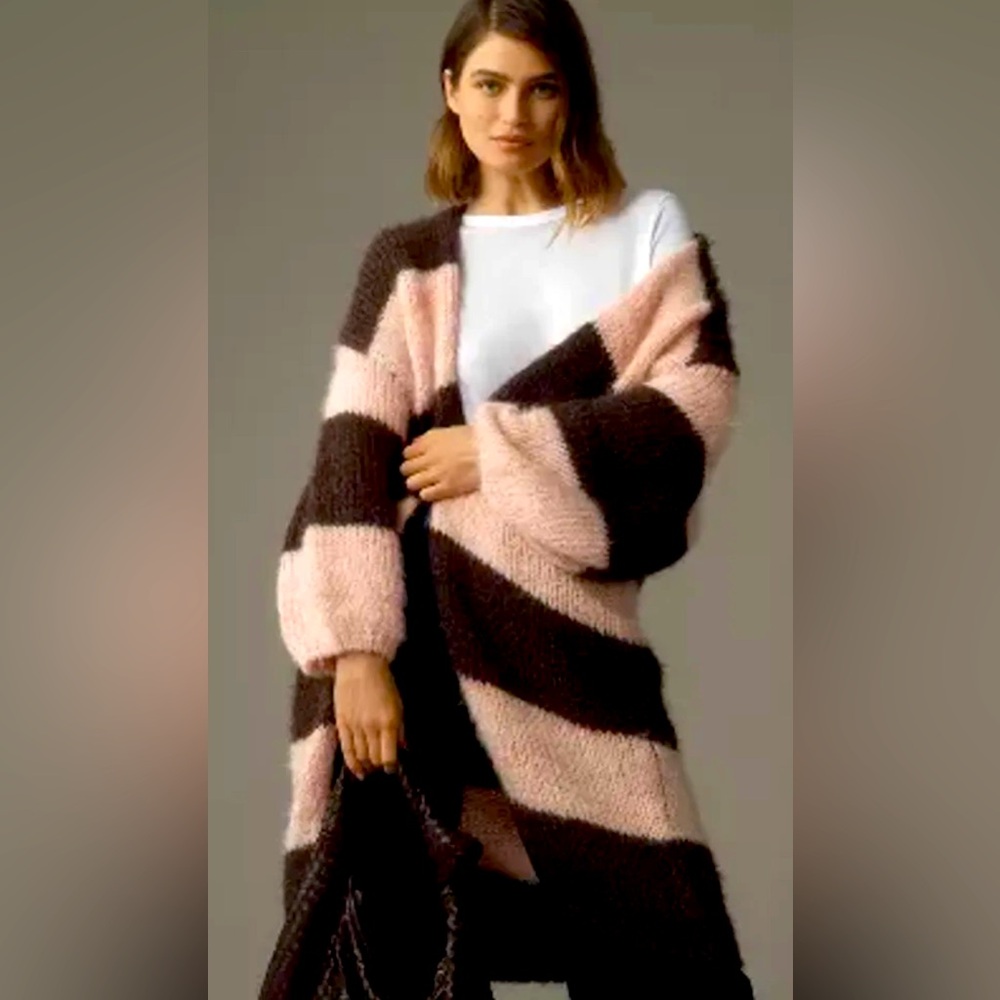 Anthropologie Long Striped Cardigan